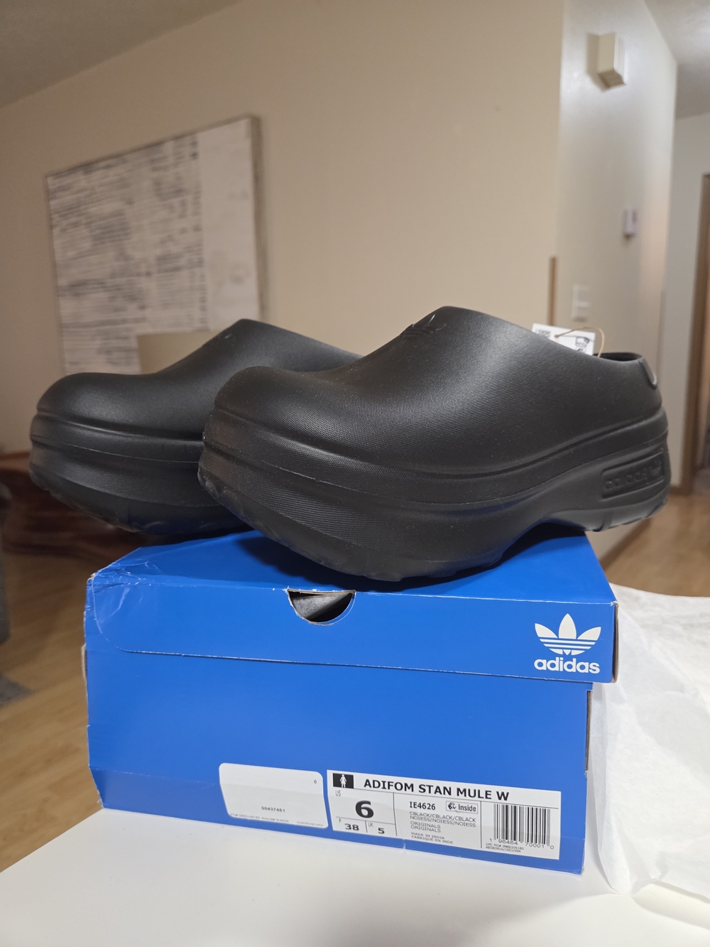 Size 6 Adidas Black Stan Smith Adifom Mule Slip-On Clogs New In Box